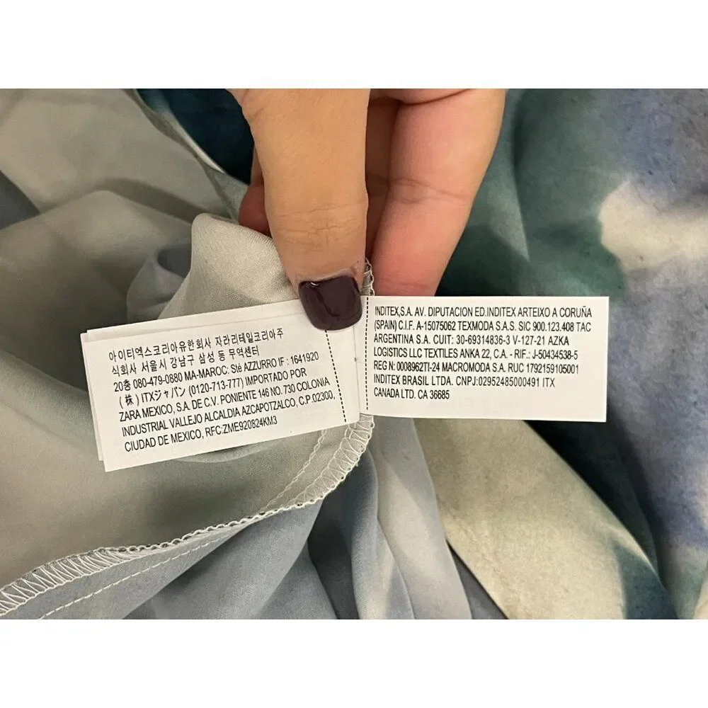 Zara Womens Midi Dress L Green Printed Satin Effect Short Sleeve 2362/119 NWT - Picture 8 of 15